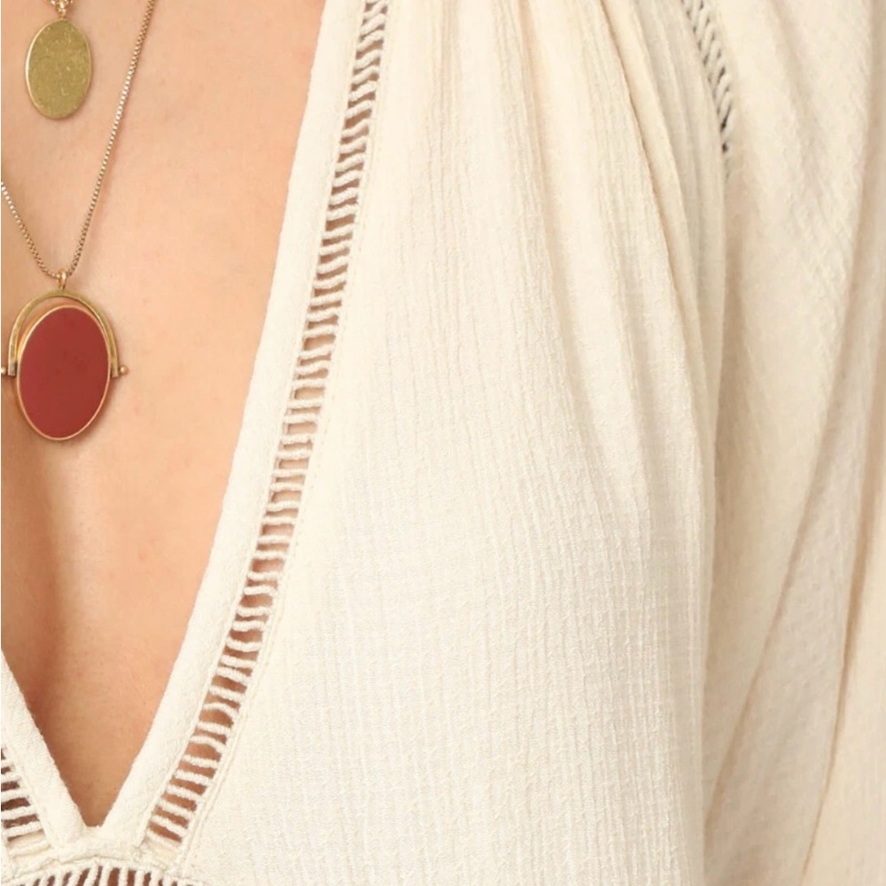 Free People Women's Go Lightly V-Neck 
Gauze Mini Dress Ivory Size XS - Picture 3 of 7